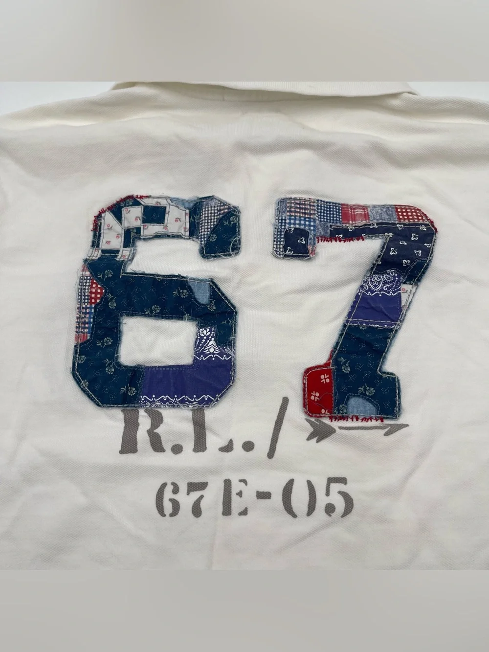 Polo Ralph Lauren Big Patchwork Pony Polo Shirt Men's Medium Stencil White READ